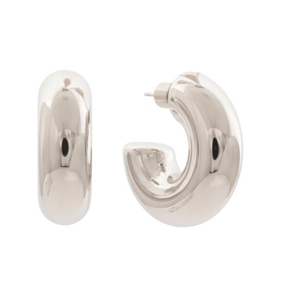 MILOR GOLD white gold Made In Italy 14k White Gold Chunky 1.15in Hoop Earrings